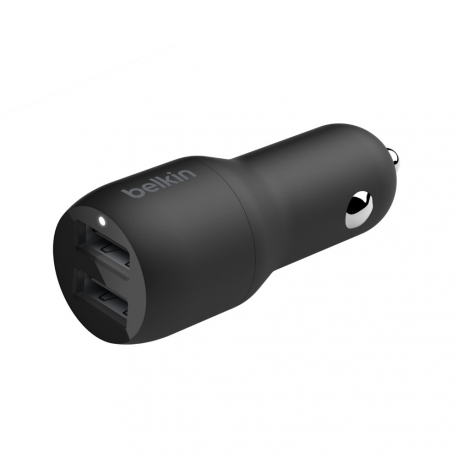 Belkin BOOST CHARGE Dual Charger - Car power adapter - 24 Watt - 4.8 A - 2 output connectors (USB) - on cable: USB-C - black - 5