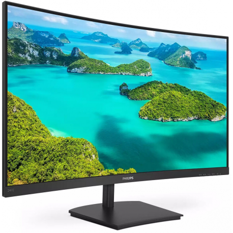 Philips E-line 241E1SC - LED monitor - curved - 24" (23.6" viewable) - 1920 x 1080 Full HD (1080p) @ 75 Hz - VA - 240 cd/m² - 3000:1 - 4 ms - HDMI, VGA - textured black - 1