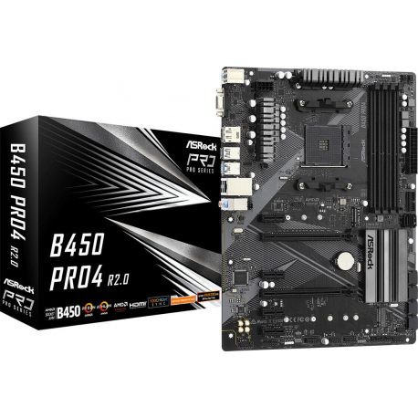 Mainboard|ASROCK|AMD B450|SAM4|ATX|4xPCI-Express 2.0 1x|2xPCI-Express 3.0 16x|2xM.2|Memory DDR4|Memory slots 4|1x15pin D-sub|1xH - 4