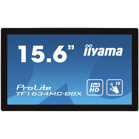iiyama ProLite TF1634MC-B8X - LED monitor - 15.6" - open frame - touchscreen - 1920 x 1080 Full HD (1080p) @ 60 Hz - IPS - 450 cd / m² - 700:1 - 25 ms - HDMI, VGA, DisplayPort - black, matte - 1