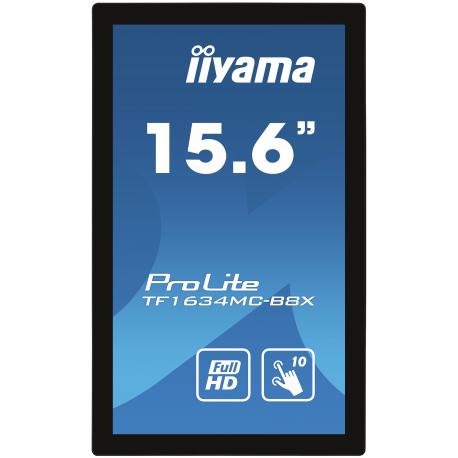 iiyama ProLite TF1634MC-B8X - LED monitor - 15.6" - open frame - touchscreen - 1920 x 1080 Full HD (1080p) @ 60 Hz - IPS - 450 cd / m² - 700:1 - 25 ms - HDMI, VGA, DisplayPort - black, matte - 3