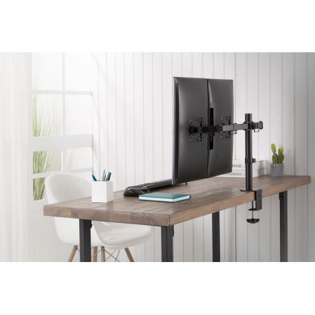 DIGITUS DA-90400 - Stand - for 2 LCD displays - steel - matte black - screen size: 15"-32" - desktop stand - 8