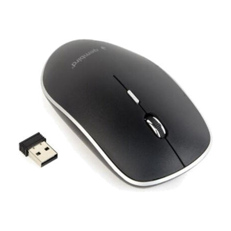 Gembird - Mouse - optical - 4 buttons - wireless - 2.4 GHz - USB wireless receiver - black - 0