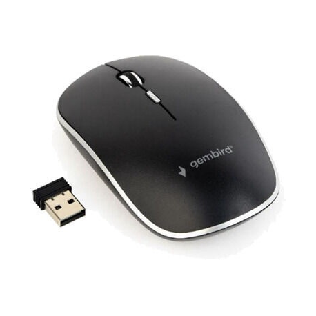 Gembird - Mouse - optical - 4 buttons - wireless - 2.4 GHz - USB wireless receiver - black - 1