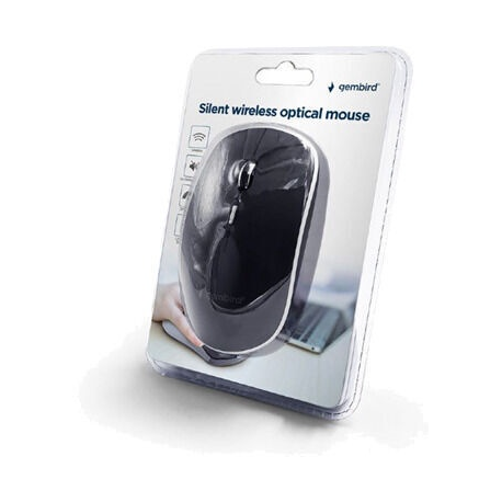 Gembird - Mouse - optical - 4 buttons - wireless - 2.4 GHz - USB wireless receiver - black - 2