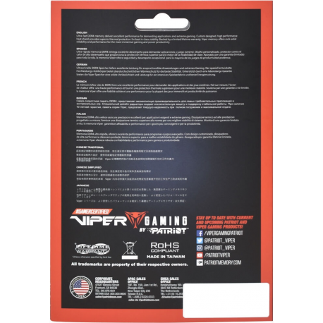 Viper Elite II - DDR4 - module - 16 GB - DIMM 288-pin - 3200 MHz / PC4-25600 - CL18 - 1.35 V - unbuffered - non-ECC - black, red - 22