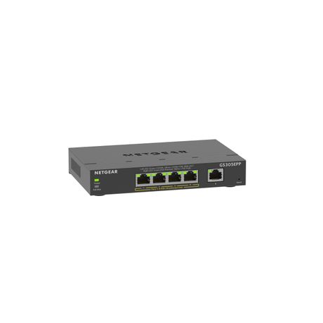 NETGEAR Plus GS305EPP - Switch - smart - 5 x 10/100/1000 (4 PoE+) - desktop, wall-mountable - PoE+ (120 W) - 0