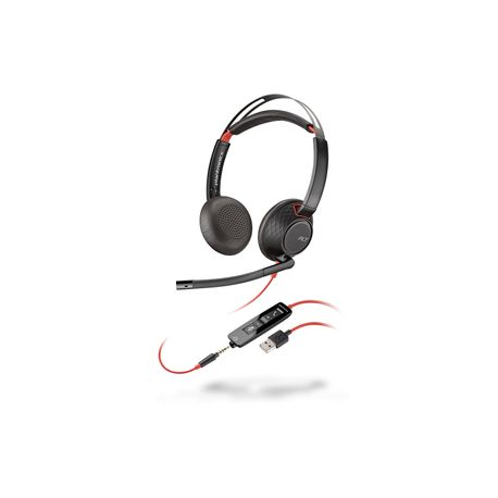 Poly - Plantronics Blackwire 5220 - 5200 Series - headset - on-ear - wired - USB, 3.5 mm jack - 0
