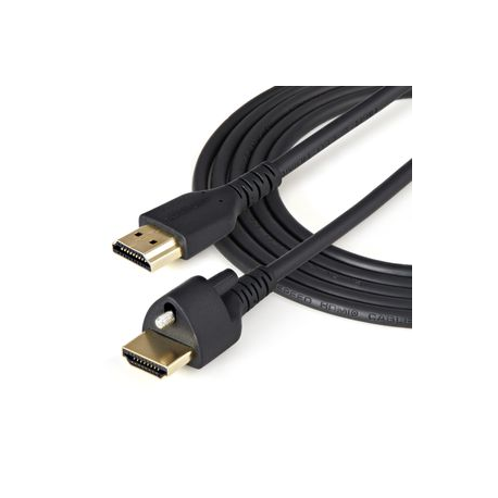 StarTech.com 1m (3ft) HDMI Cable with Locking Screw, 4K 60Hz HDR 10, High Speed HDMI 2.0 Monitor Cable with Locking Screw Connector for Secure Connection, HDMI Cable with Ethernet, M / M - Adjustable M3.0 Screw (HDMM1MLS) - Premium High Speed HDMI with Ethernet cable - HDMI male to HDMI male locking - 1 m - black - 4K60Hz (3840 x 2160) support - 1