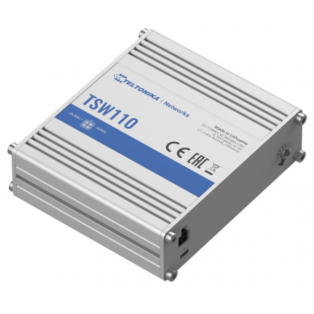 Teltonika TSW100 - Switch - unmanaged - 5 x 10/100/1000 - DIN rail mountable, surface-mountable - Passive PoE - DC power - 1