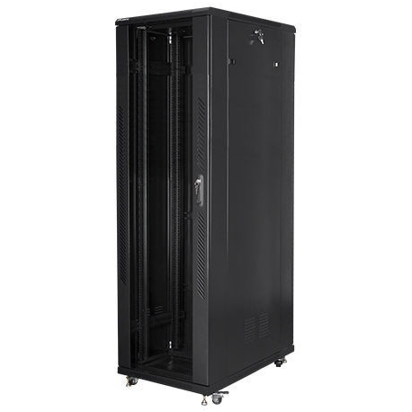 Lanberg - Rack cabinet - with 4 cooling fans - 230 V - black, RAL 9004 - 42U - 19" - 0