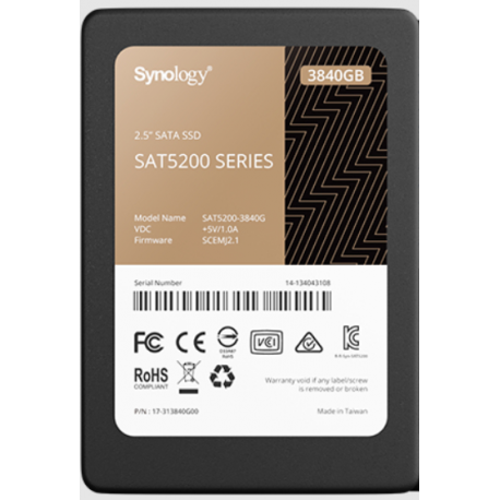 Synology SAT5200-3840G - Solid state drive - 3.84 TB - internal - 2.5" - SATA 6Gb / s - for FlashStation FS3400, FS3600, FS6400 - 0
