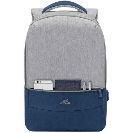 NB BACKPACK ANTI-THEFT 17.3"/7567 GREY/DARK BLUE RIVACASE - 4