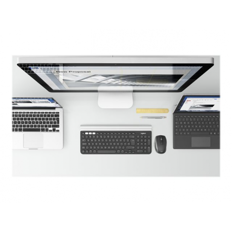 Logitech MX Anywhere 2S - Mouse - laser - 7 buttons - wireless - Bluetooth, 2.4 GHz - USB wireless receiver - graphite - 8