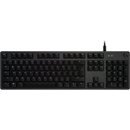 Logitech Gaming G512 - Keyboard - backlit - USB - US International - key switch: GX Red Linear - carbon - 0