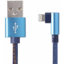 Cablexpert Premium denim - Lightning cable - USB male to Lightning male angled - 1 m - blue