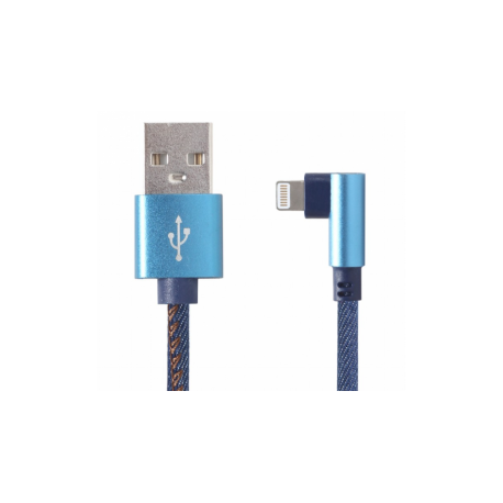Cablexpert Premium denim - Lightning cable - USB male to Lightning male angled - 1 m - blue - 1