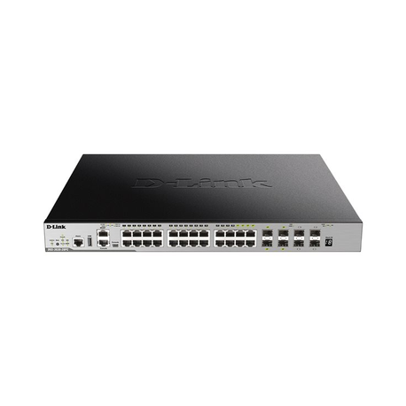 D-Link DGS 3630-28PC - Switch - L3 - Managed - 20 x 10 / 100 / 1000 (PoE+) + 4 x combo Gigabit SFP + 4 x 10 Gigabit SFP+ - rack-mountable - PoE+ (370 W) - 3