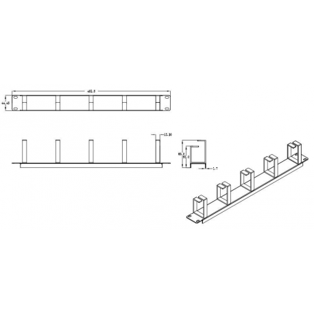 LogiLink - Cable management bar - black, RAL 9005 - 1U - 19" - 1