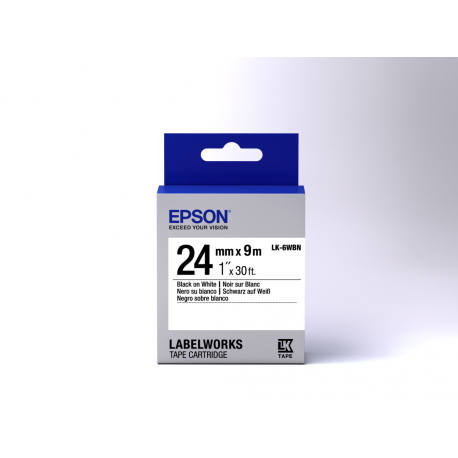 Epson LabelWorks LK-6WBN - Black on white - Roll (2.4 cm x 9 m) 1 cassette(s) label tape - for LabelWorks LW-1000, LW-600, LW-700, LW-900, LW-Z5000, LW-Z5010, LW-Z700, LW-Z710, LW-Z900 - 1
