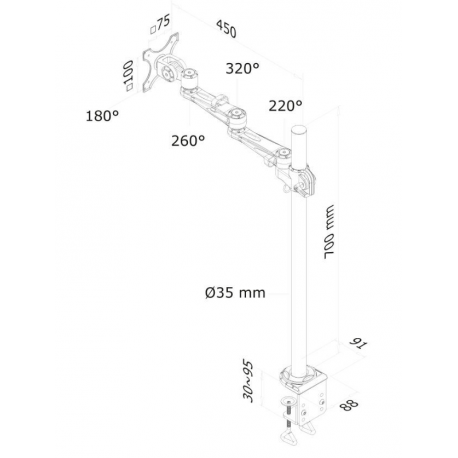 Neomounts by Newstar FPMA-D935POLE - Mounting component (extension pole) - for LCD display - silver - clamp mountable - 2