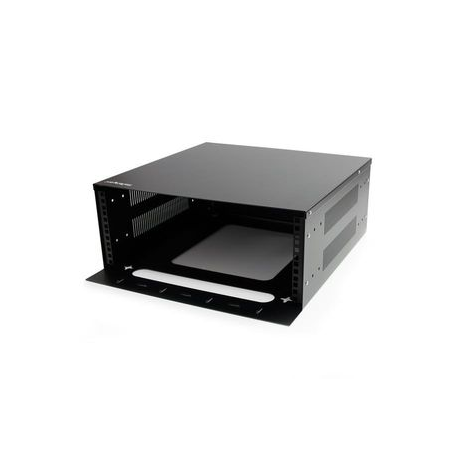 StarTech.com 4U Vertical Wall-Mount Server Rack Enclosure - 18.9in deep - 2 Post - 61lb - 19in Low Profile Steel Network Equipment Cabinet (RK419WALVO) - Rack - wall mountable - black - 4U - 19" - 1