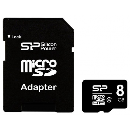 SILICON POWER - Flash memory card (microSDHC to SD adapter included) - 8 GB - Class 10 - microSDHC - 3