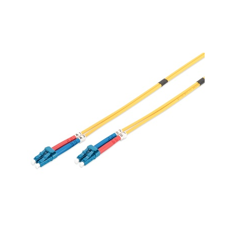 DIGITUS - Patch cable - LC single-mode (M) to LC single-mode (M) - 5 m - fibre optic - 9  /  125 micron - OS2 - booted, halogen-free - yellow - 3