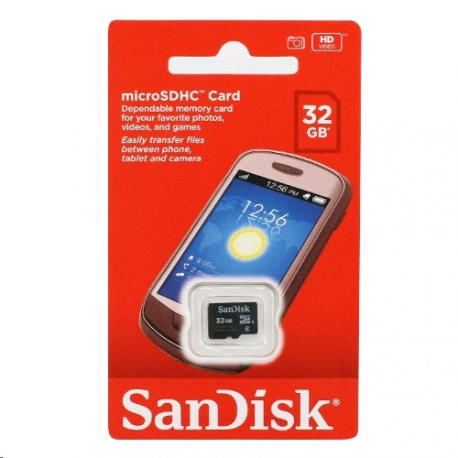 SanDisk - Flash memory card - 32 GB - Class 4 - microSDHC - black - 1