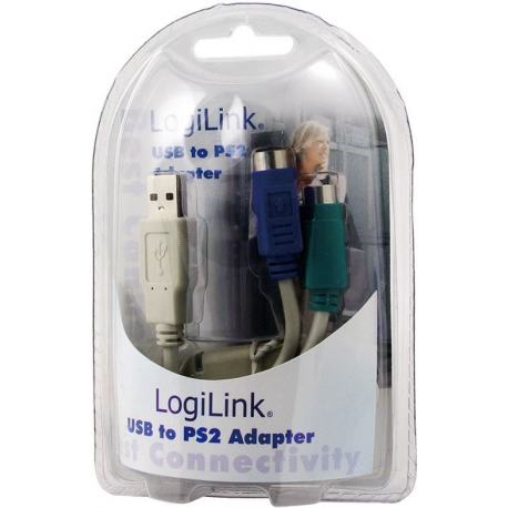 LogiLink Adapter USB to PS / 2 - Keyboard  /  mouse adapter - USB (M) to PS / 2 (F) - 20 cm - 1