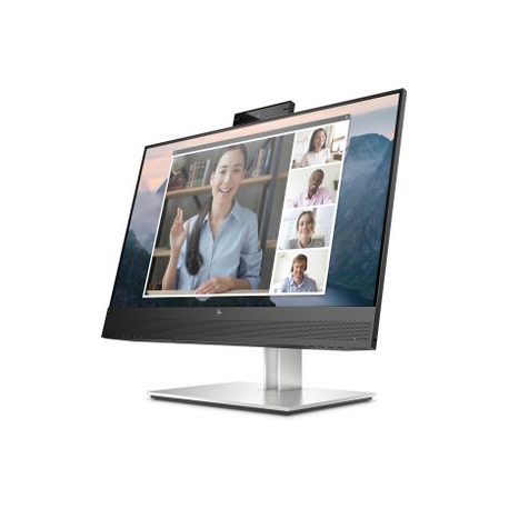 HP E24mv G4 Conferencing Monitor - E-Series - LED monitor - 23.8" - 1920 x 1080 Full HD (1080p) @ 60 Hz - IPS - 250 cd/m² - 1000:1 - 5 ms - HDMI, VGA, DisplayPort - speakers - silver, black head - 1