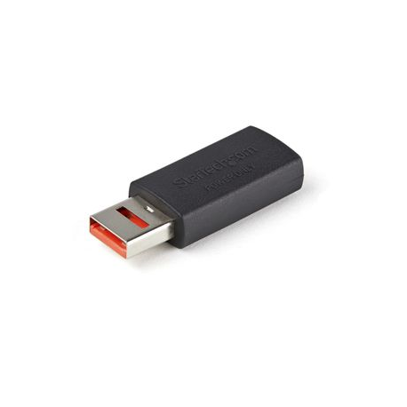 StarTech.com Secure Charging USB Data Blocker Adapter, Male to Female USB-A Charge-Only Adapter, No-Data Charge / Power-Only Adapter for Phone / Tablet, Data Blocking USB Protector Adapter - 5V, 2.4A (12 W) Max (USBSCHAAMF) - USB charge adapter - USB (power only) (F) to USB (power only) (M) - 5 V - 2.4 A - passive - black - 0