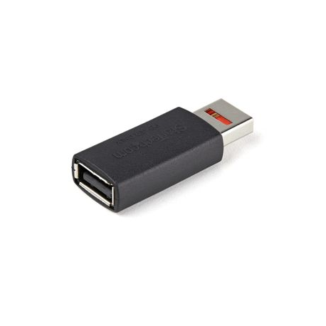 StarTech.com Secure Charging USB Data Blocker Adapter, Male to Female USB-A Charge-Only Adapter, No-Data Charge / Power-Only Adapter for Phone / Tablet, Data Blocking USB Protector Adapter - 5V, 2.4A (12 W) Max (USBSCHAAMF) - USB charge adapter - USB (power only) (F) to USB (power only) (M) - 5 V - 2.4 A - passive - black - 1