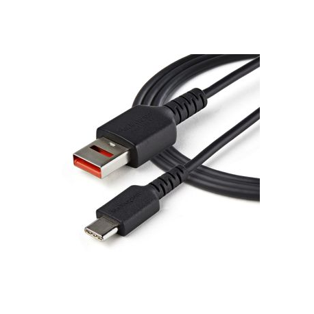 StarTech.com 3ft (1m) Secure Charging Cable, USB-A to USB-C Data Blocker Charge-Only Cable, No-Data Power-Only Charger Cable for Phone / Tablet, Data Blocking USB Protector Adapter Cable - 5V at 2.4A (12W max) (USBSCHAC1M) - USB cable - USB (power only) (M) to USB-C (power only) (M) - 5 V - 2.4 A - 100 cm - molded, passive - black - 2