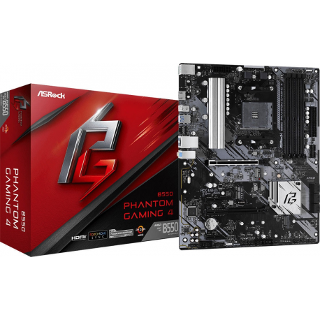 ASRock B550 Phantom Gaming 4 - Motherboard - ATX - Socket AM4 - AMD B550 Chipset - USB 3.2 Gen 1 - Gigabit LAN - onboard graphics (CPU required) - HD Audio (8-channel) - 4