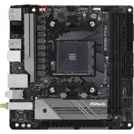 ASRock B550M-ITX / ac - Motherboard - mini ITX - Socket AM4 - AMD B550 Chipset - USB-C Gen1, USB 3.2 Gen 1 - Bluetooth, Gigabit LAN, Wi-Fi - onboard graphics (CPU required) - HD Audio (8-channel) - 0