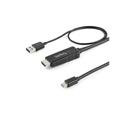 StarTech.com 6ft (2m) HDMI to Mini DisplayPort Cable 4K 30Hz, Active HDMI to mDP Adapter Converter Cable with Audio, USB Powered, Mac & Windows, HDMI Male to mDP Male Video Adapter Cable - HDMI to mDP Converter (HD2MDPMM2M) - Video / audio cable - HDMI, USB (power only) male to Mini DisplayPort male - 2 m - black - 4K support - 0