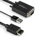 StarTech.com 2m VGA to HDMI Converter Cable with USB Audio Support & Power, Analog to Digital Video Adapter Cable to connect a VGA PC to HDMI Display, 1080p Male to Male Monitor Cable - Supports Wide Displays (VGA2HDMM2M) - Video interface converter - USB, HD-15 (VGA) (M) to HDMI (M) - 2 m - black - active, 1080p support, USB power + audio