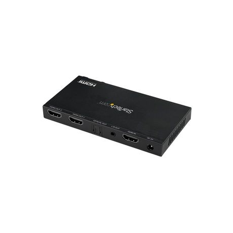 StarTech.com 2-Port HDMI Splitter (1x2), 4K 60Hz UHD HDMI 2.0 Audio Video Splitter w /  Scaler & Audio Extractor (3.5mm / SPDIF), Dual HDMI Splitter (1-In 2-Out), EDID Copy, TV / Projector - Supports HDCP 2.2 (ST122HD20S) - Video / audio splitter - 2 x HDMI - desktop - 1