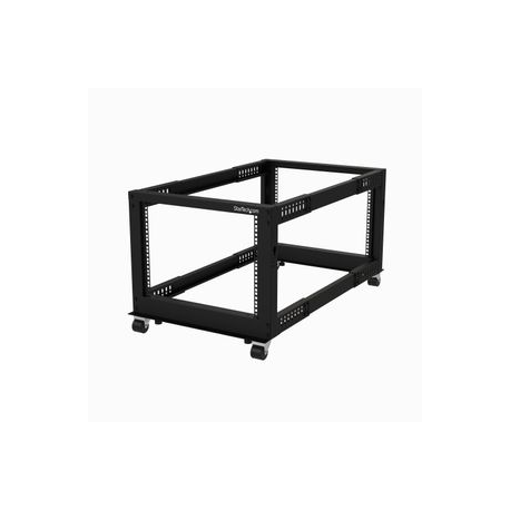 StarTech.com 8U 19" Open Frame Server Rack, 4 Post Adjustable Depth 23-41" Mobile, Free Standing Rolling Network / Computer Equipment Data Rack, Dell PowerEdge, HP ProLiant ThinkServer - Adjustable Server Rack (4POSTRACK8U) - Rack open frame - 4-post - floor-standing - black - 8U - 0