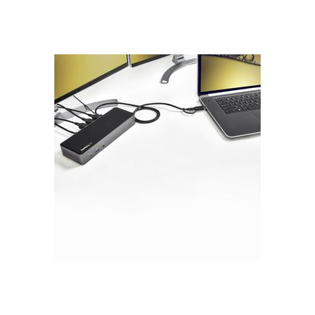 StarTech.com USB-C & USB-A Dock, Hybrid Universal Triple Monitor Laptop Docking Station w/ DisplayPort & HDMI 4K 60Hz, 85W Power Delivery, 6x USB Hub, Ethernet, Audio, USB 3.1 Gen 2 10Gbps - Multi-Monitor Dock (DK31C3HDPDUE) - Docking station - USB-C - 3 x HDMI, 3 x DP - GigE - 85 Watt - 11