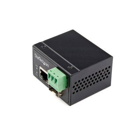 StarTech.com Industrial Fiber to Ethernet Media Converter - 100Mbps SFP to RJ45 / Cat6 - Singlemode / Multimode Optical Fiber to Copper Network - 12-56V DC - IP-30 /  -40 to +75C - Fibre media converter - 100Mb LAN - 100Base-FX, 100Base-TX - RJ-45  /  SFP (mini-GBIC) - 0