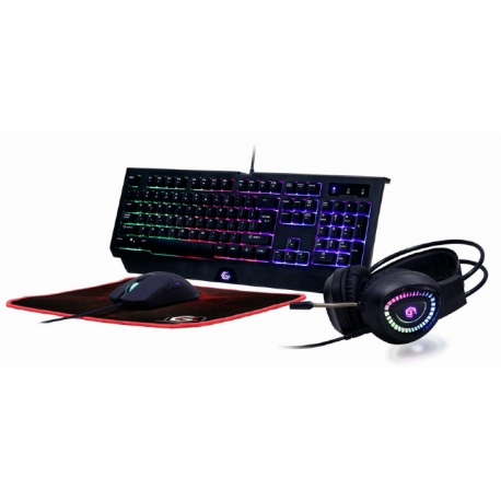 Gembird GMB Gaming Phantom GGS-UMGL4-01 - Keyboard, mouse, headset and mouse pad set - backlit - USB - US - colour box - 0