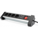 DIGITUS DA-70614 - Power strip - AC 110-240 V - 3680 Watt - input: power - output connectors: 4 (2 x USB, 4 x CEE 7 / 4) - 1.5 m cord - black, silver