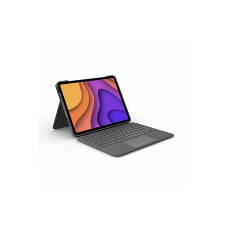 Logitech Folio Touch - Keyboard and folio case - with trackpad - backlit - Apple Smart connector - QWERTY - UK - oxford grey - for Apple 10.9-inch iPad Air (4th generation) - 0