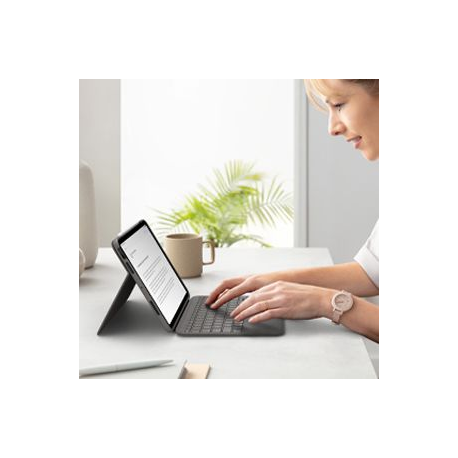Logitech Folio Touch - Keyboard and folio case - with trackpad - backlit - Apple Smart connector - QWERTY - UK - oxford grey - for Apple 10.9-inch iPad Air (4th generation) - 3