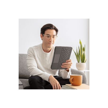 Logitech Folio Touch - Keyboard and folio case - with trackpad - backlit - Apple Smart connector - QWERTY - UK - oxford grey - for Apple 10.9-inch iPad Air (4th generation) - 5