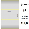 Zebra Z-Ultimate 3000T - Polyester - glossy - permanent acrylic adhesive - silver - 38 x 19 mm 44640 label(s) (12 roll(s) x 3720) labels - for Zebra HC100; GK Series GK420; G-Series GC420; GX Series GX420, GX430; LP 28XX; TLP 28XX