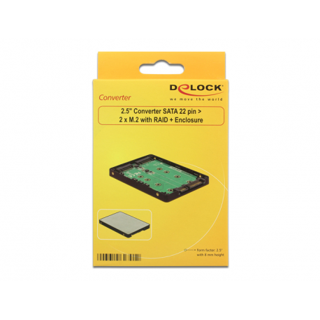 DeLOCK - Storage controller (RAID) - M.2 Card - RAID 0, 1 - SATA 6Gb / s - black, silver - 5