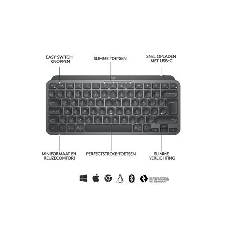 Logitech MX Keys Mini - Keyboard - backlit - Bluetooth - QWERTZ - German - graphite - 5